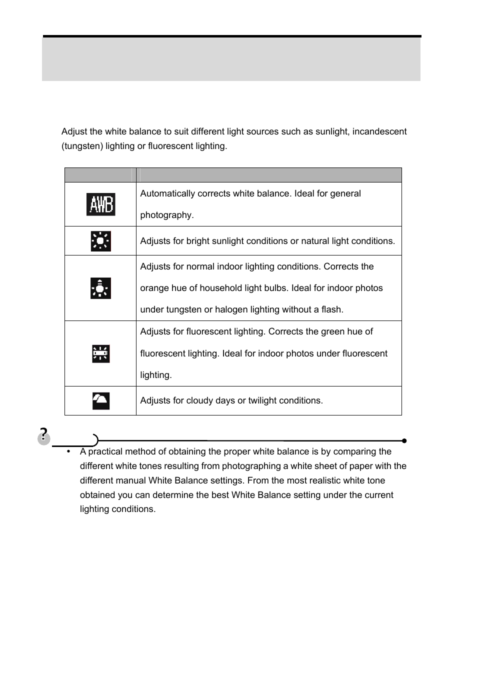 Other recording functions, Setting the white balance | VistaQuest AgfaPhoto sensor 505-D User Manual | Page 32 / 53