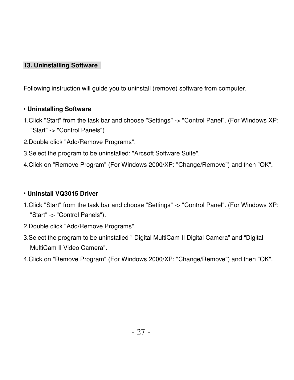 VistaQuest VQ3015 User Manual | Page 32 / 44