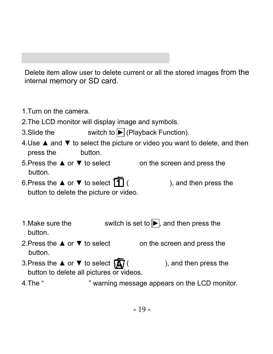 Deleting pictures and videos | VistaQuest VQ-3110 User Manual | Page 23 / 47