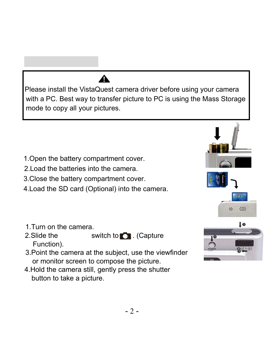 Quick start | VistaQuest VQ-3110 User Manual | Page 6 / 47