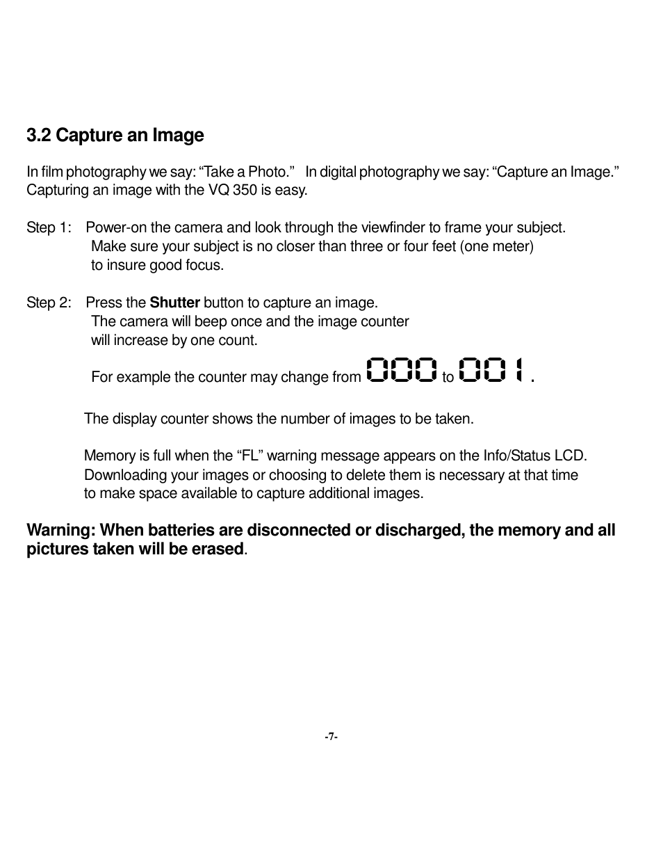 2 capture an image | VistaQuest VQ 350 User Manual | Page 11 / 29