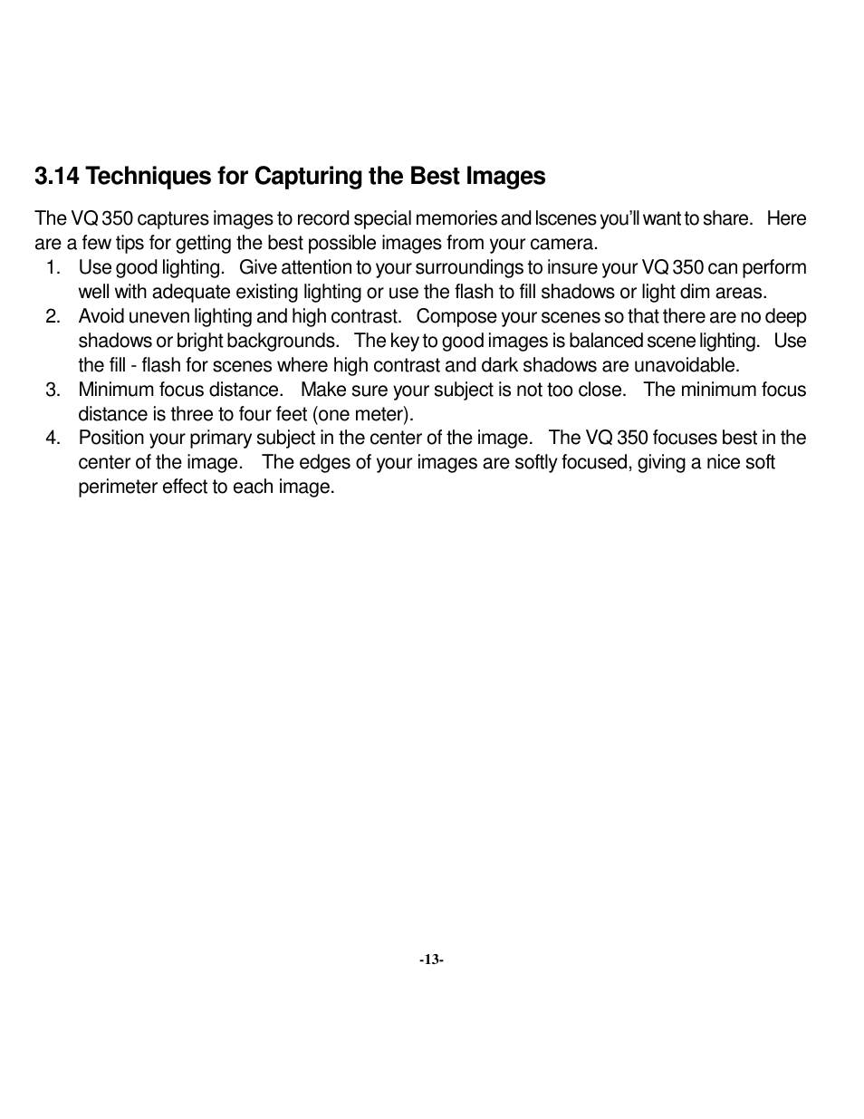 14 techniques for capturing the best images | VistaQuest VQ 350 User Manual | Page 17 / 29