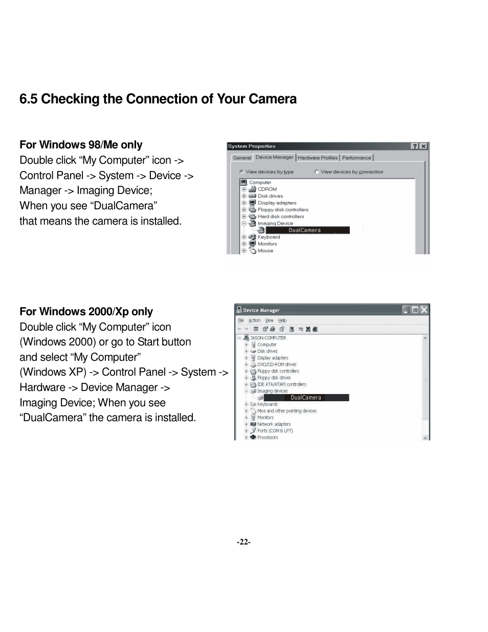 5 checking the connection of your camera | VistaQuest VQ 350 User Manual | Page 26 / 29