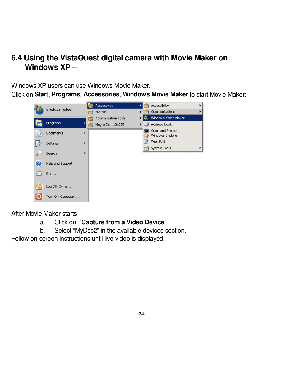 VistaQuest VQ 350 User Manual | Page 28 / 29