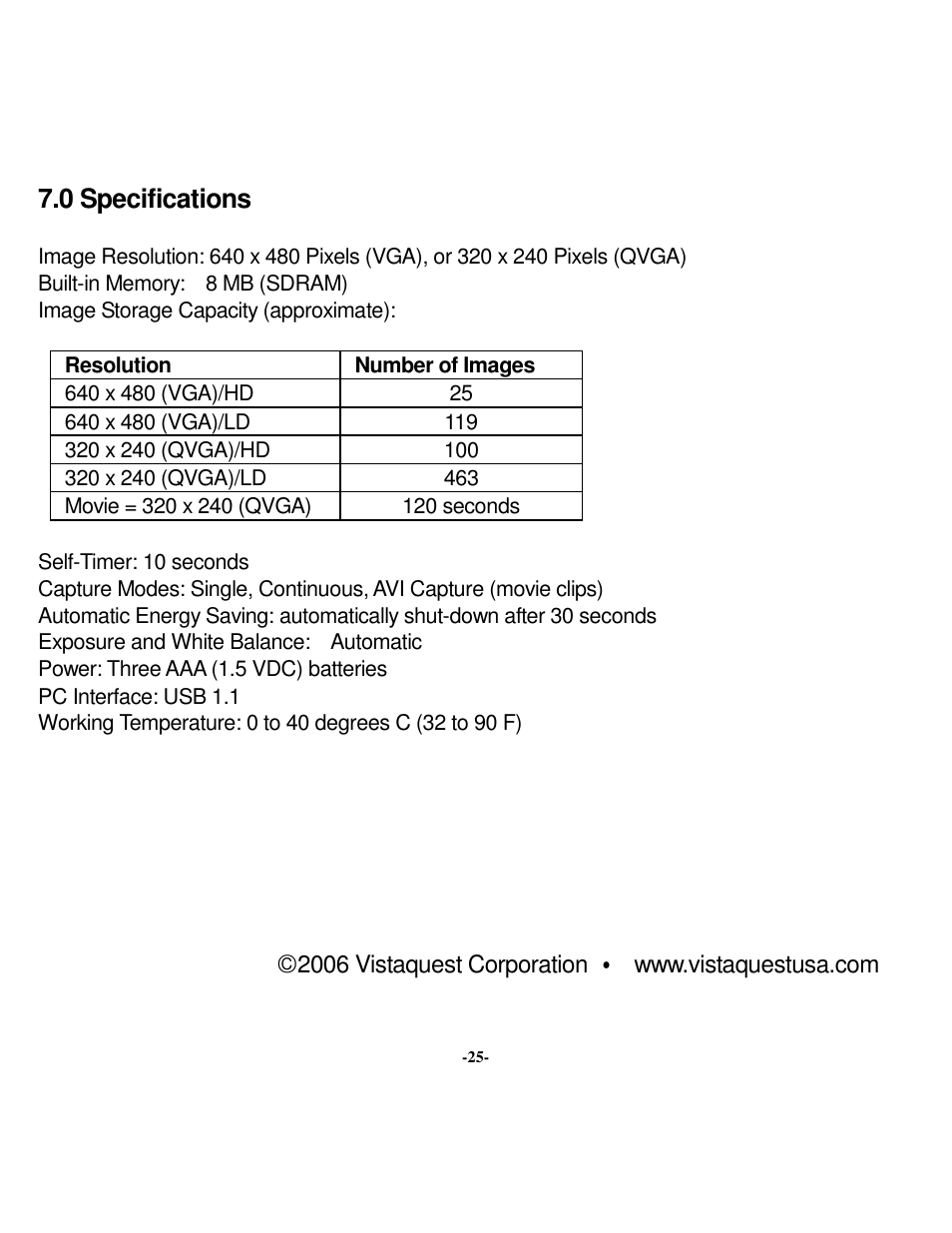 VistaQuest VQ 350 User Manual | Page 29 / 29