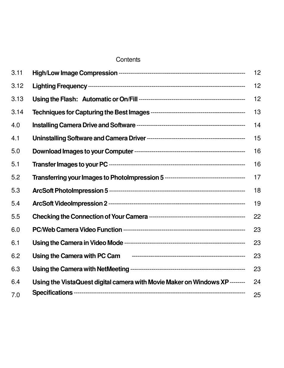 VistaQuest VQ 350 User Manual | Page 3 / 29