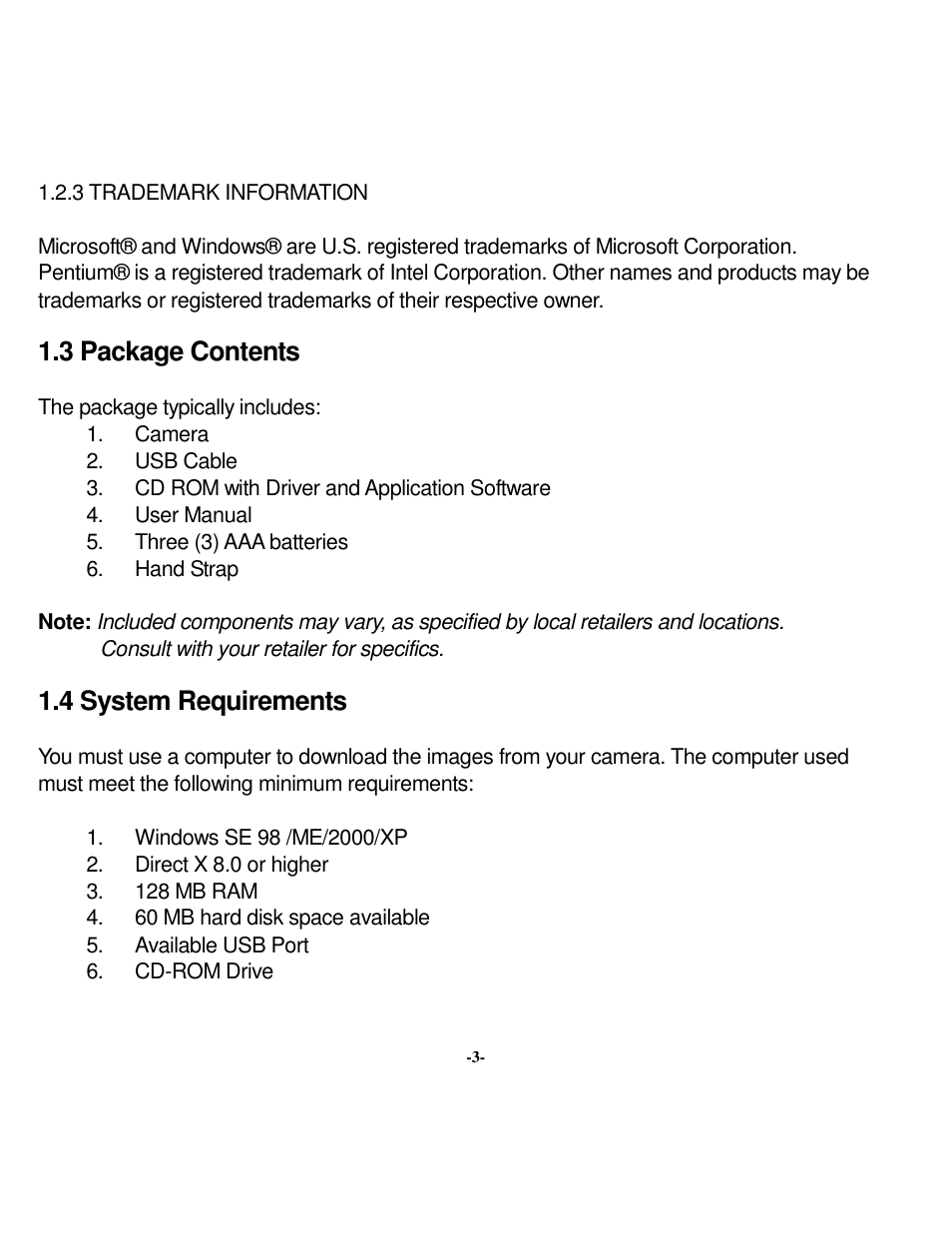 3 package contents, 4 system requirements | VistaQuest VQ 350 User Manual | Page 7 / 29