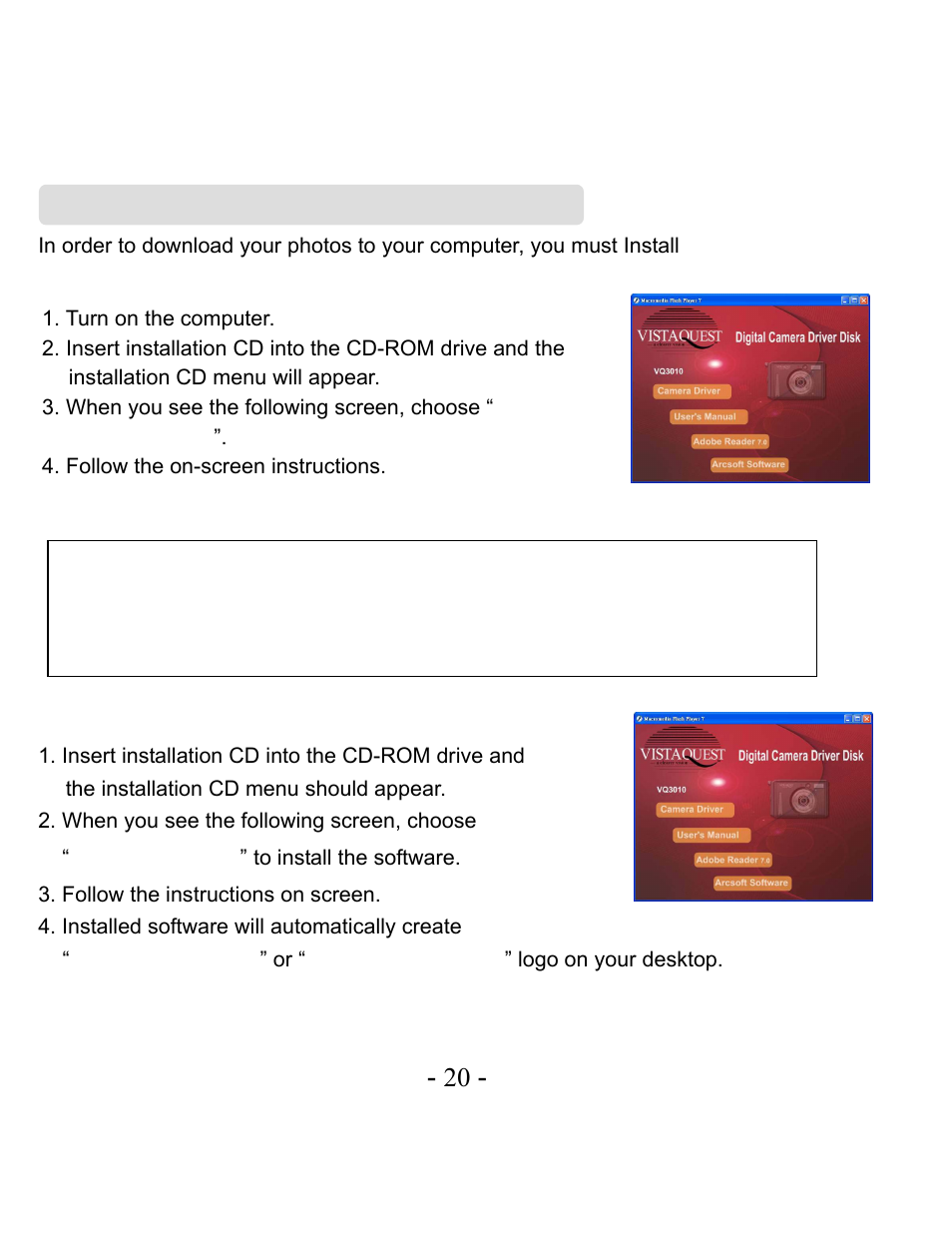 Installing vq3010 driver and software | VistaQuest VQ3010 User Manual | Page 24 / 40