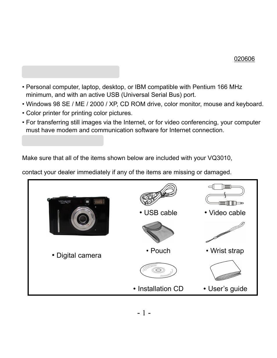 System requirements, Package contents | VistaQuest VQ3010 User Manual | Page 5 / 40