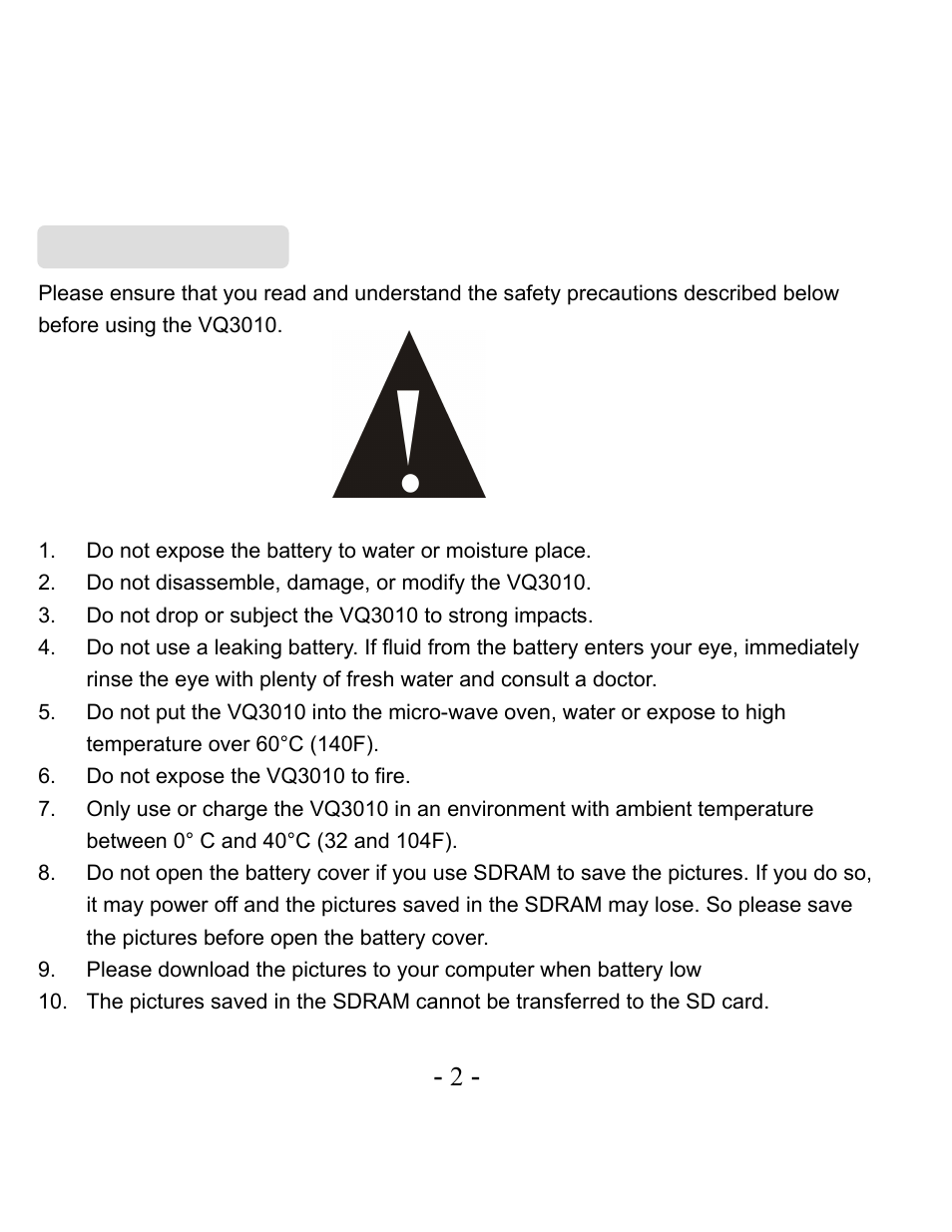 Warnings, Read this first | VistaQuest VQ3010 User Manual | Page 6 / 40