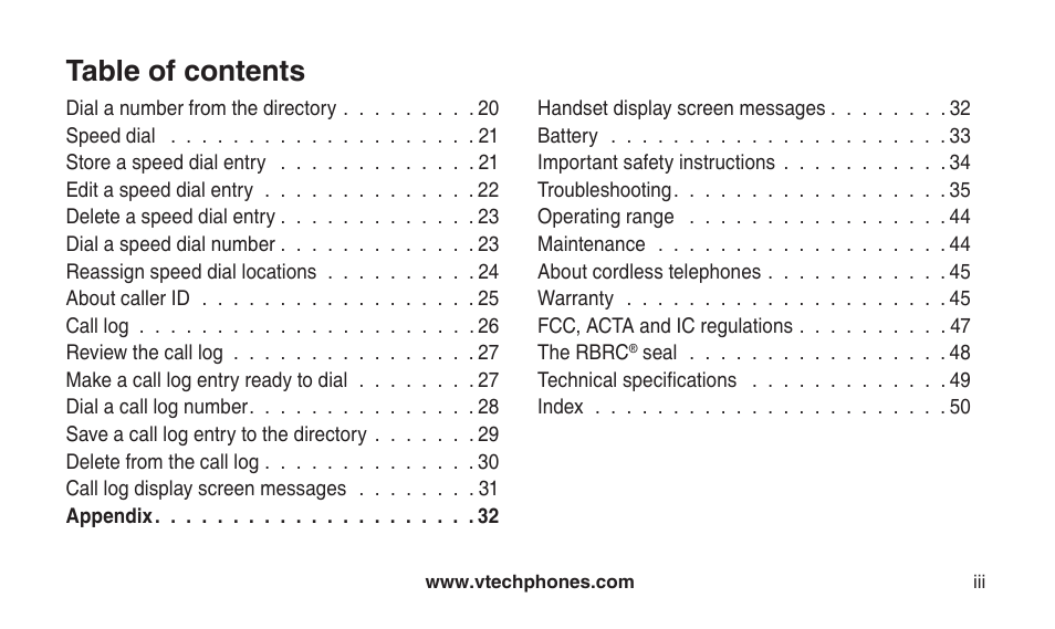 VTech CS2112 User Manual | Page 4 / 56