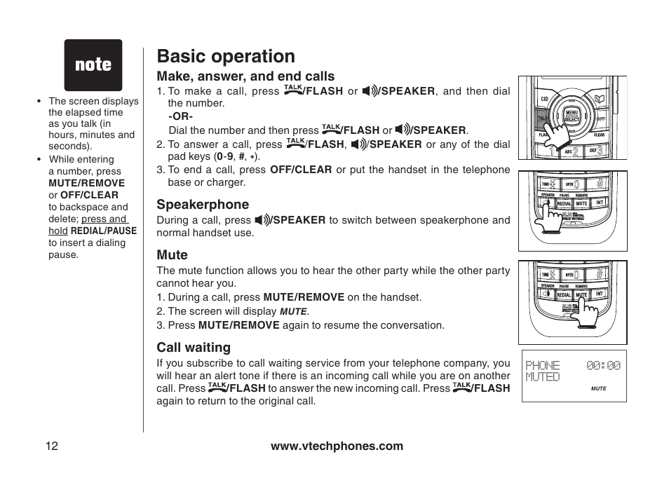 Basic operation | VTech DS4122-4 User Manual | Page 15 / 61