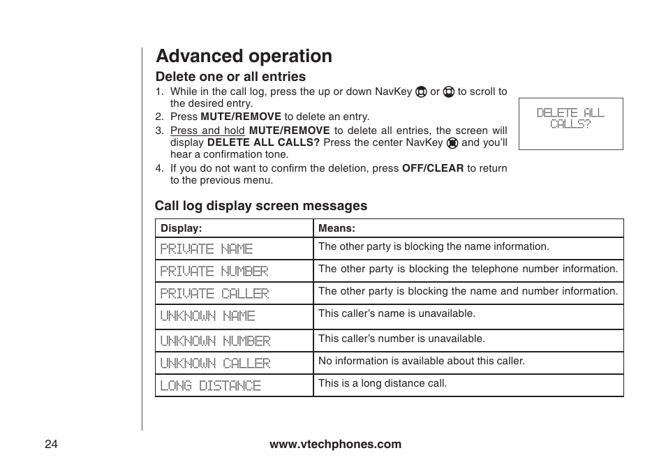 Advanced operation | VTech DS4122-4 User Manual | Page 27 / 61