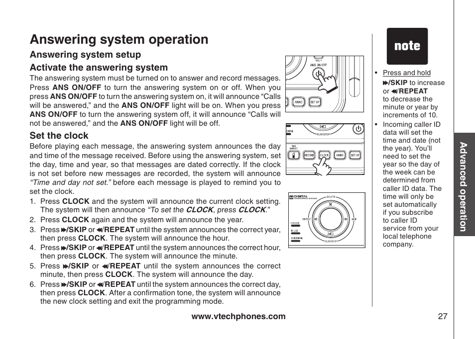 Answering system operation | VTech DS4122-4 User Manual | Page 30 / 61
