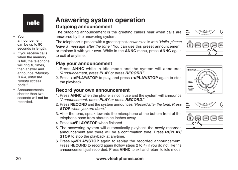 Answering system operation | VTech DS4122-4 User Manual | Page 33 / 61