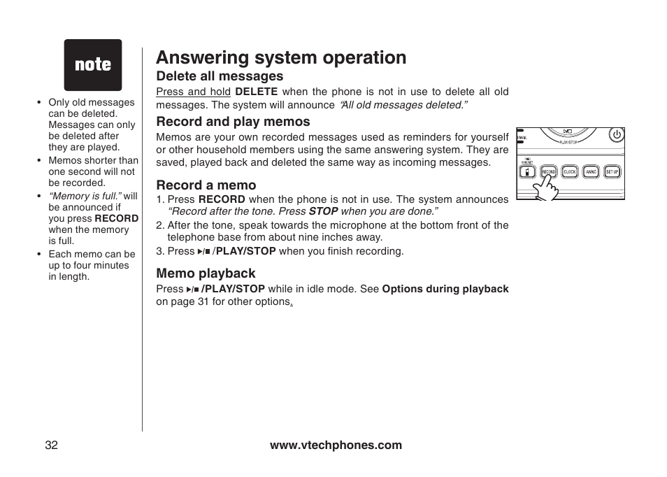 Answering system operation | VTech DS4122-4 User Manual | Page 35 / 61