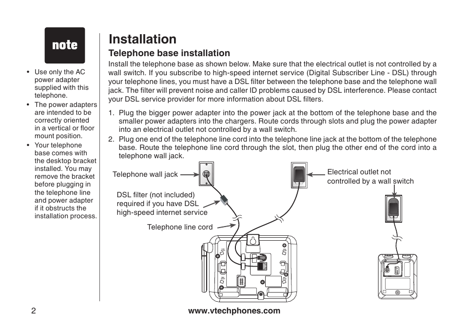 Installation | VTech DS4122-4 User Manual | Page 5 / 61