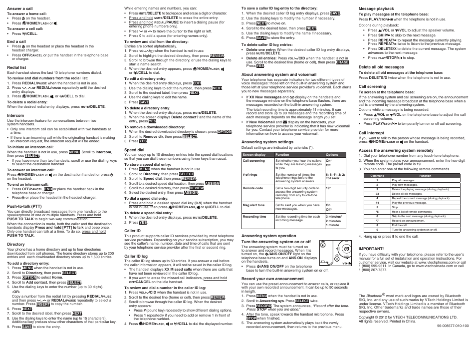 VTech DS6472-6 User Manual | Page 2 / 2