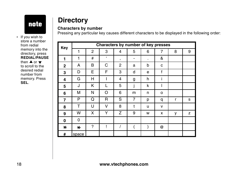 Directory | VTech I6785 User Manual | Page 18 / 58