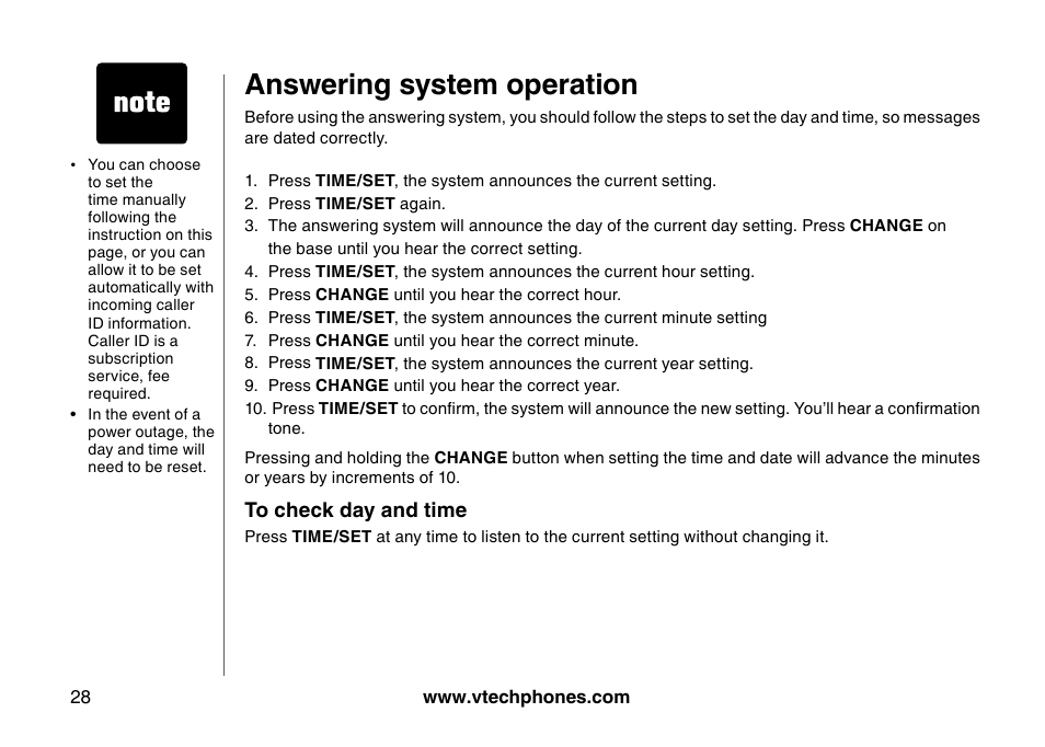 Answering system operation | VTech I6785 User Manual | Page 28 / 58