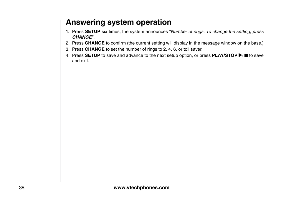 Answering system operation | VTech I6785 User Manual | Page 38 / 58