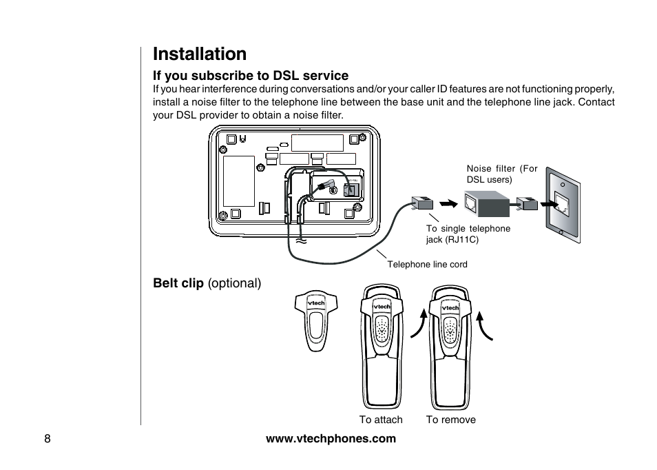 Installation | VTech I6785 User Manual | Page 8 / 58