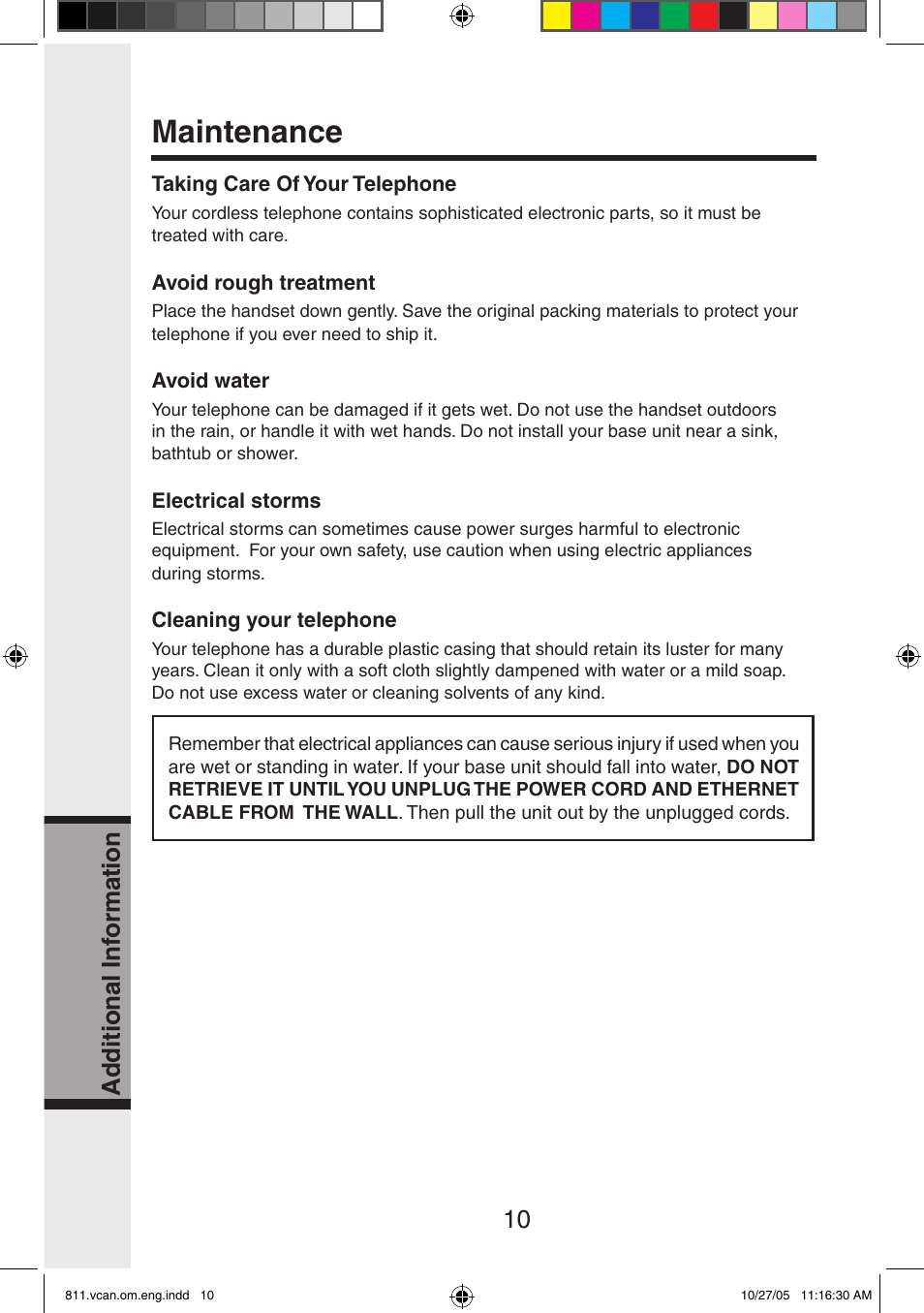 Maintenance, Ad d iti o n al in fo rm at io n | VTech IP811 User Manual | Page 11 / 20