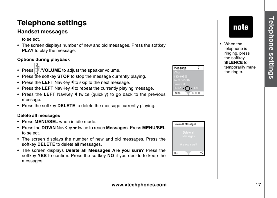 Telephone settings, Te le ph on e s ett in gs, Bas ic o pe ra tio n | VTech 5873 User Manual | Page 19 / 87