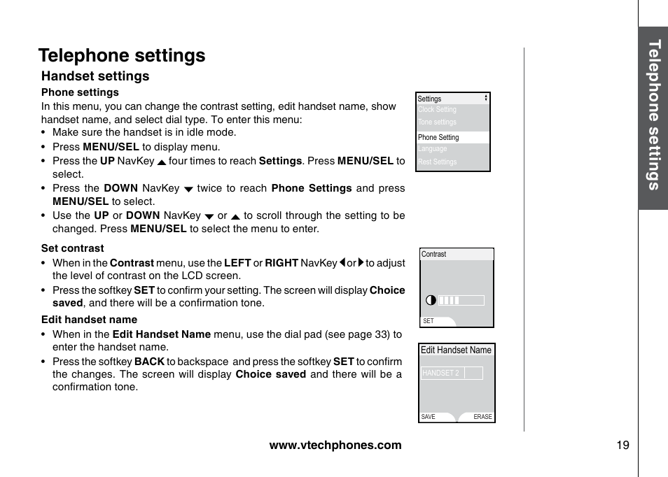 Telephone settings, Te le ph on e s ett in gs, Bas ic o pe ra tio n | VTech 5873 User Manual | Page 21 / 87