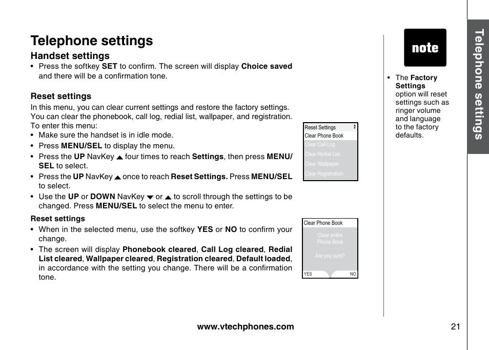 Telephone settings, Te le ph on e s ett in gs, Bas ic o pe ra tio n | VTech 5873 User Manual | Page 23 / 87