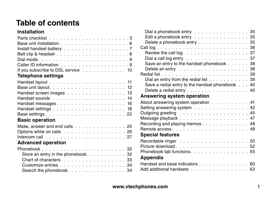 VTech 5873 User Manual | Page 3 / 87