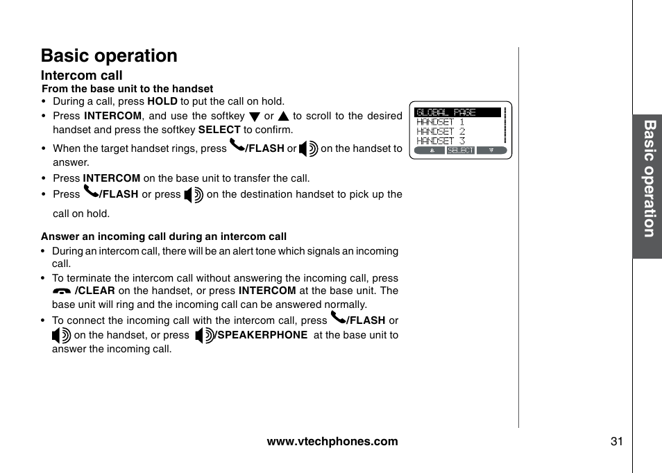 Basic operation | VTech 5873 User Manual | Page 33 / 87