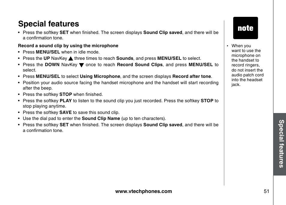 Special features | VTech 5873 User Manual | Page 53 / 87