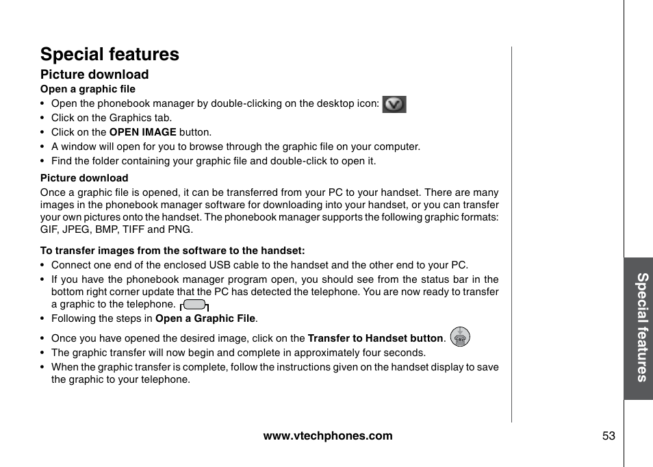 Special features | VTech 5873 User Manual | Page 55 / 87