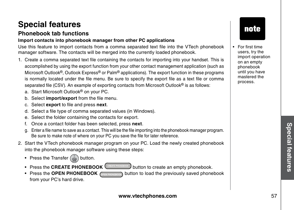 Special features | VTech 5873 User Manual | Page 59 / 87