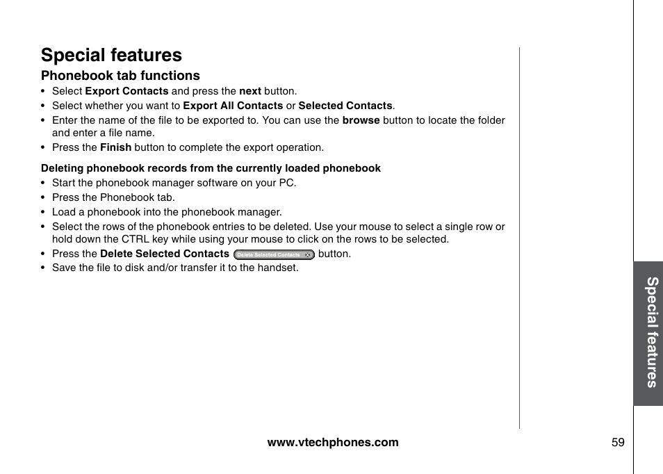 Special features | VTech 5873 User Manual | Page 61 / 87