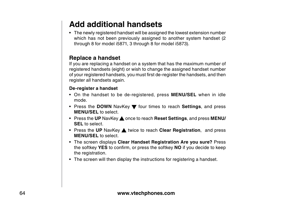 Add additional handsets | VTech 5873 User Manual | Page 66 / 87