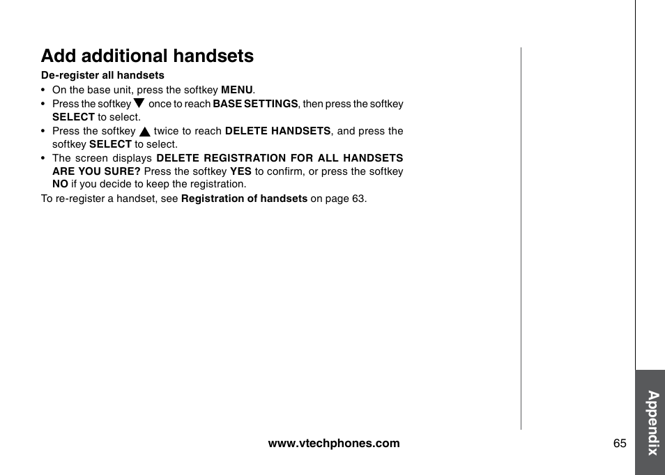 Add additional handsets, Appendix | VTech 5873 User Manual | Page 67 / 87