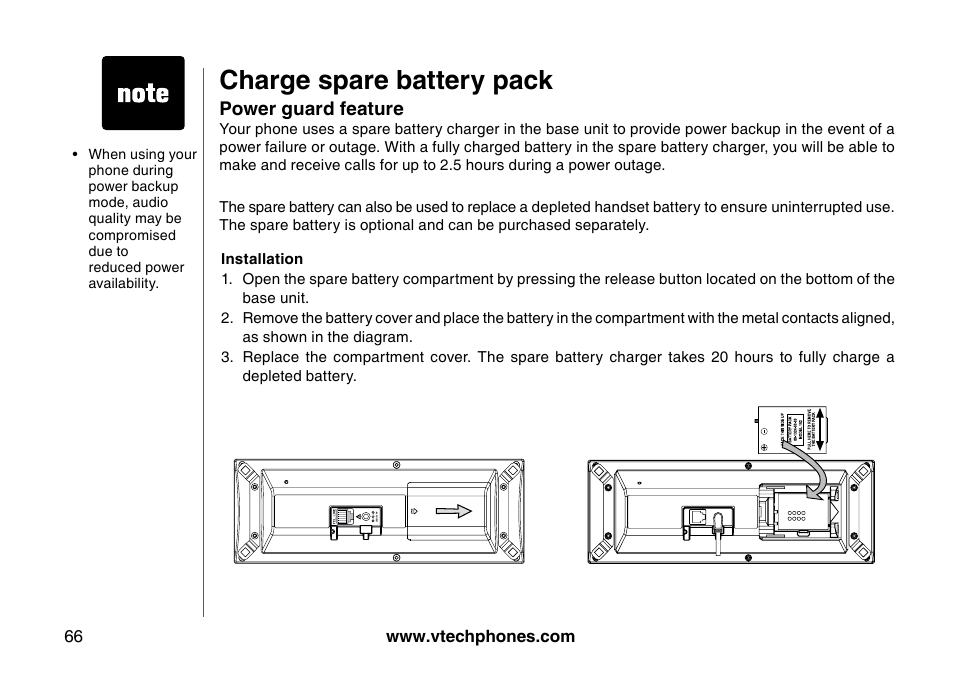 Charge spare battery pack | VTech 5873 User Manual | Page 68 / 87