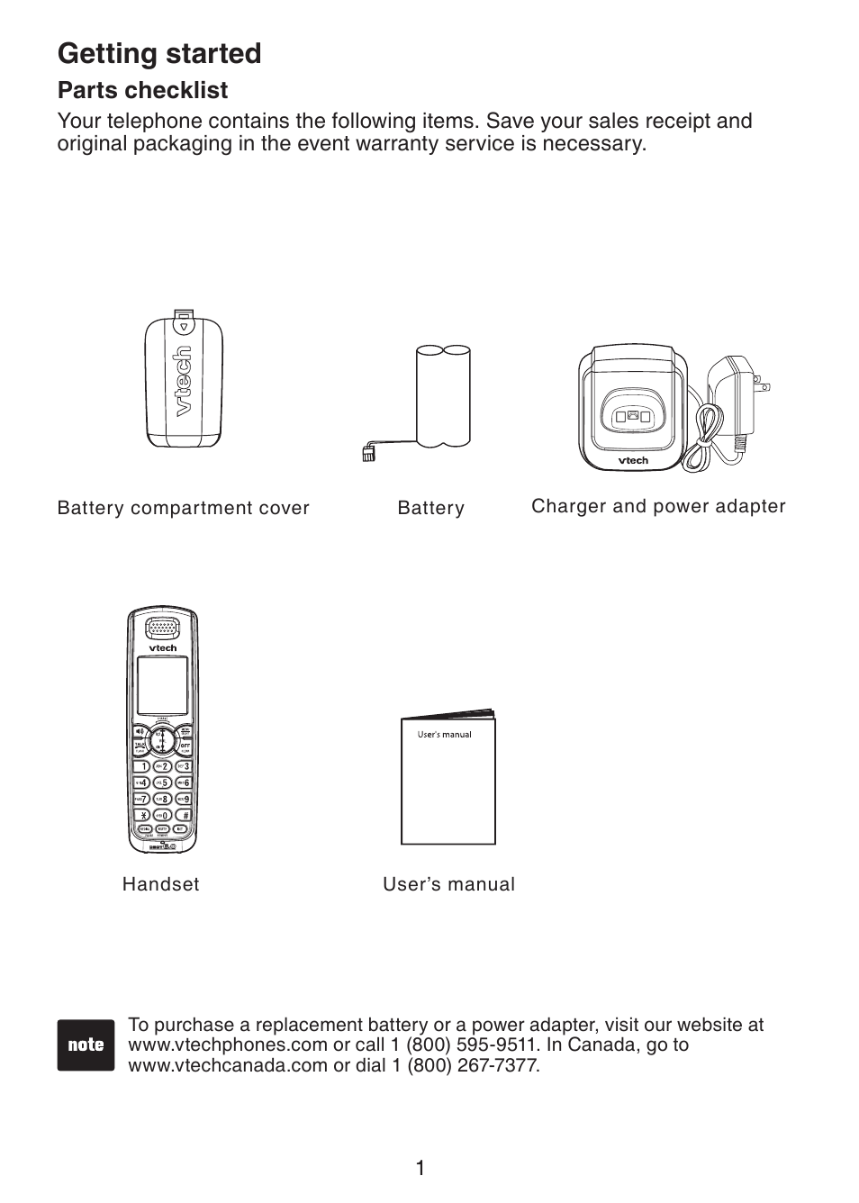 Getting started | VTech Dect 6.0 DS6211-3 User Manual | Page 4 / 18