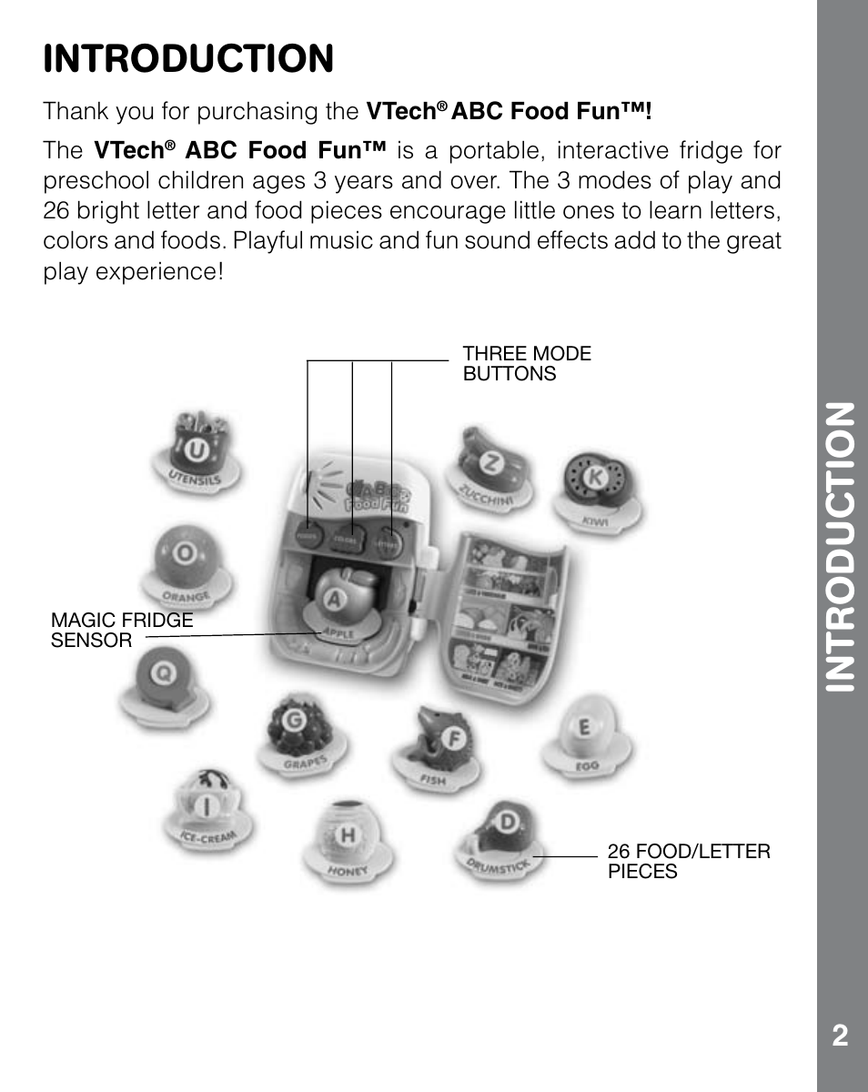Introduction | VTech ABC Food Fun User Manual | Page 3 / 8