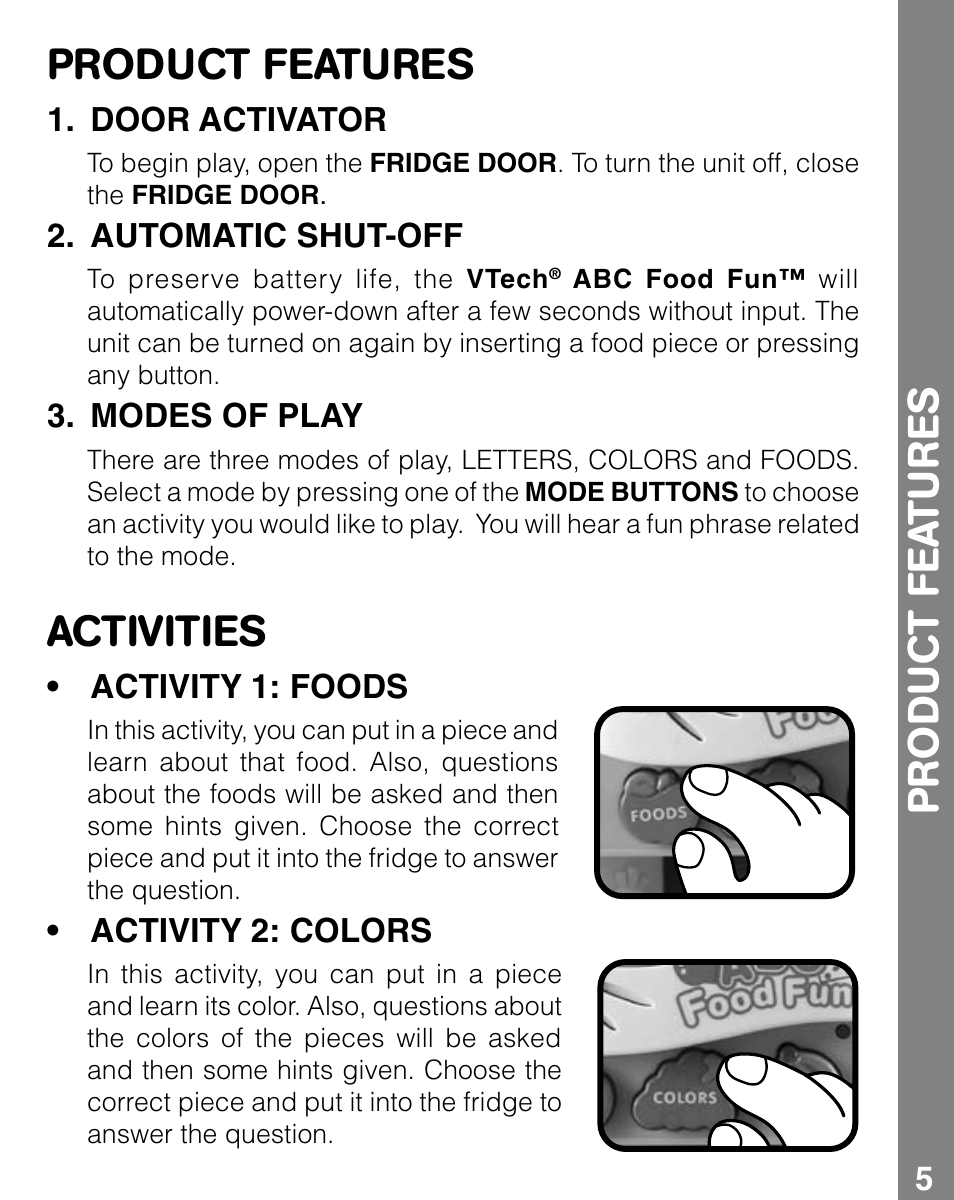 Activities | VTech ABC Food Fun User Manual | Page 6 / 8