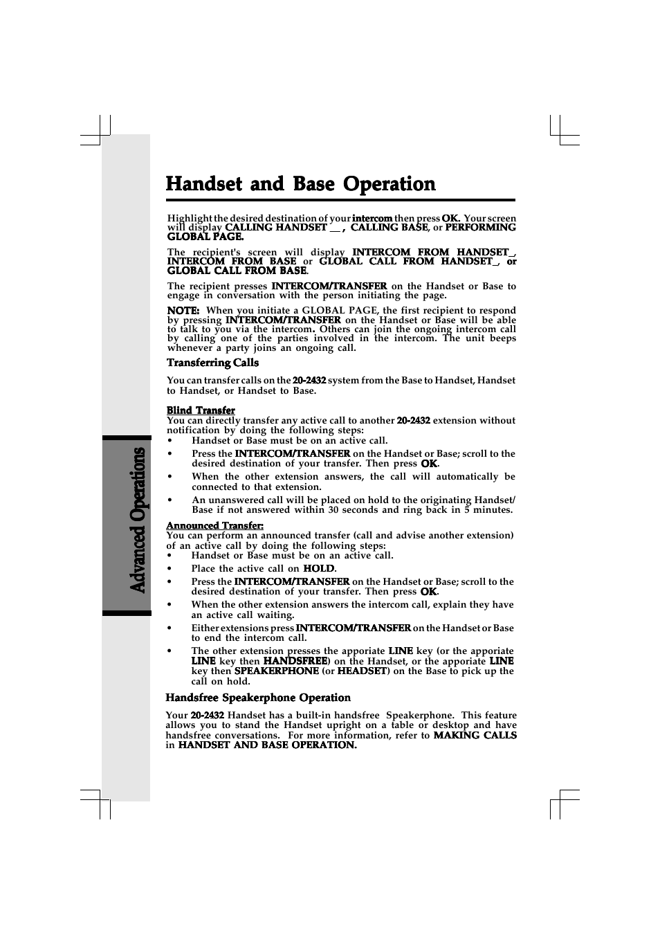 Handset and base operation | VTech 20-2432 User Manual | Page 33 / 51