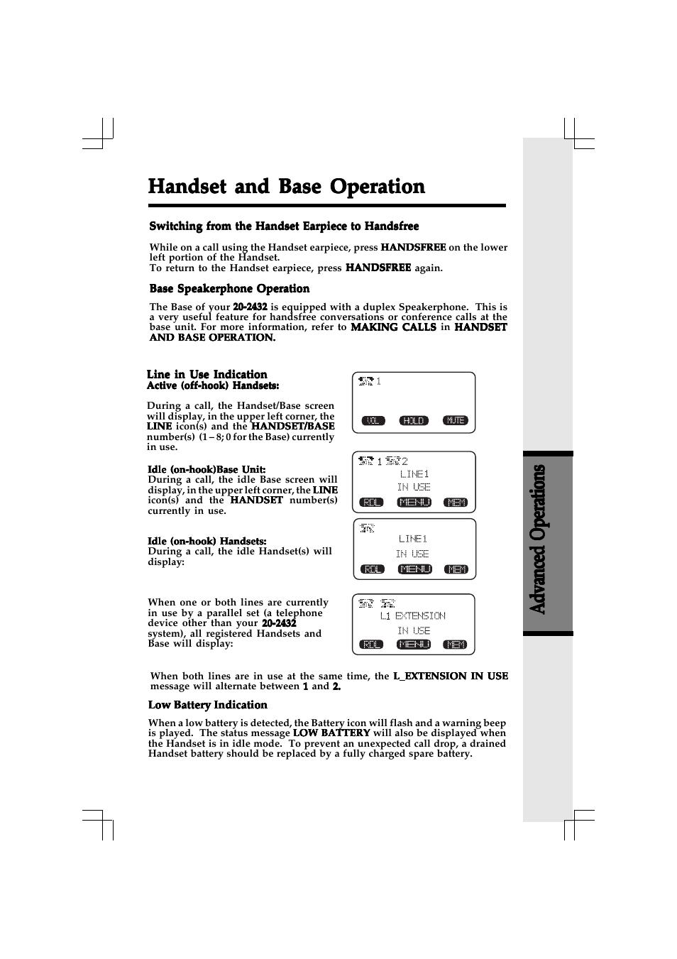 Handset and base operation | VTech 20-2432 User Manual | Page 34 / 51