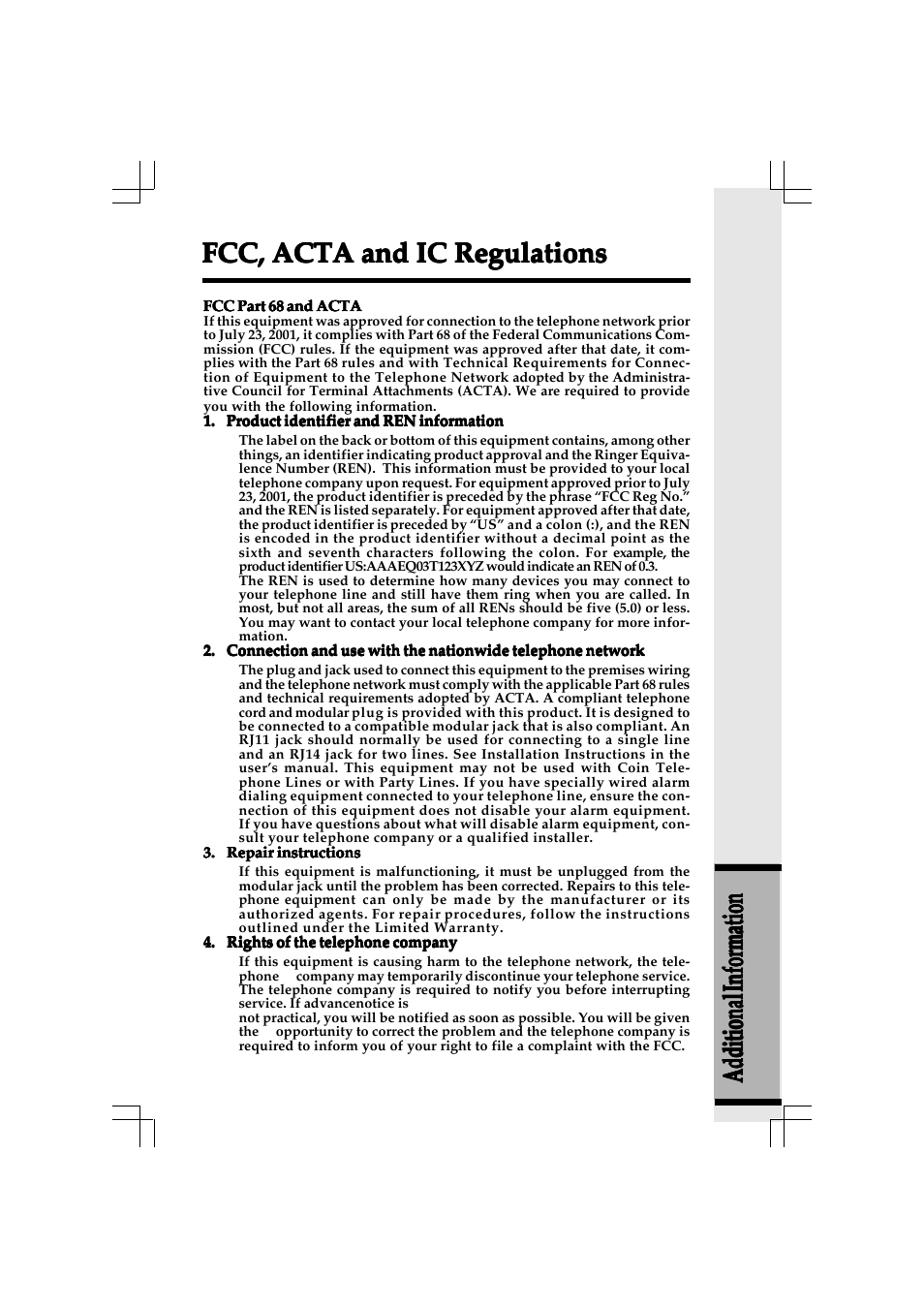 Fcc, acta and ic regulations | VTech 20-2432 User Manual | Page 46 / 51