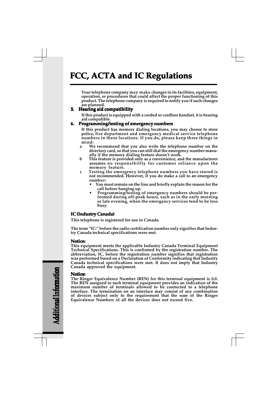 Fcc, acta and ic regulations | VTech 20-2432 User Manual | Page 47 / 51