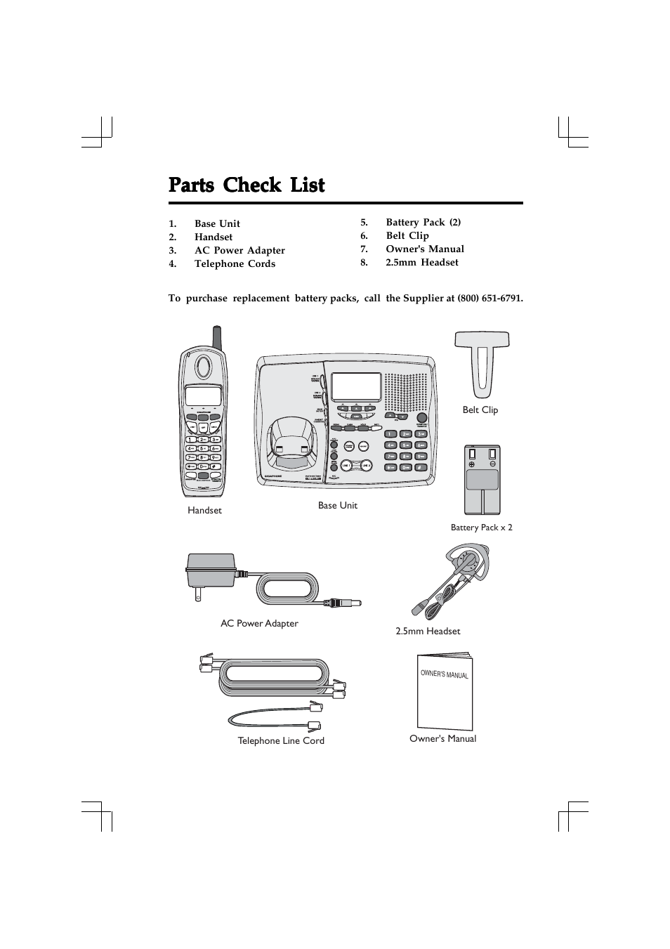 Parts check list | VTech 20-2432 User Manual | Page 5 / 51