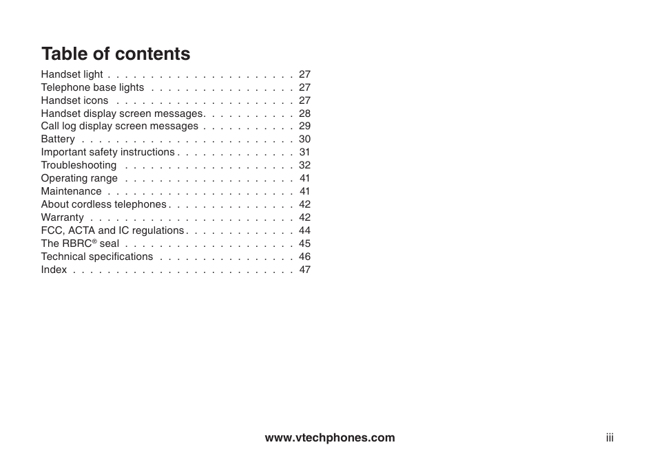 VTech 6044 User Manual | Page 3 / 53