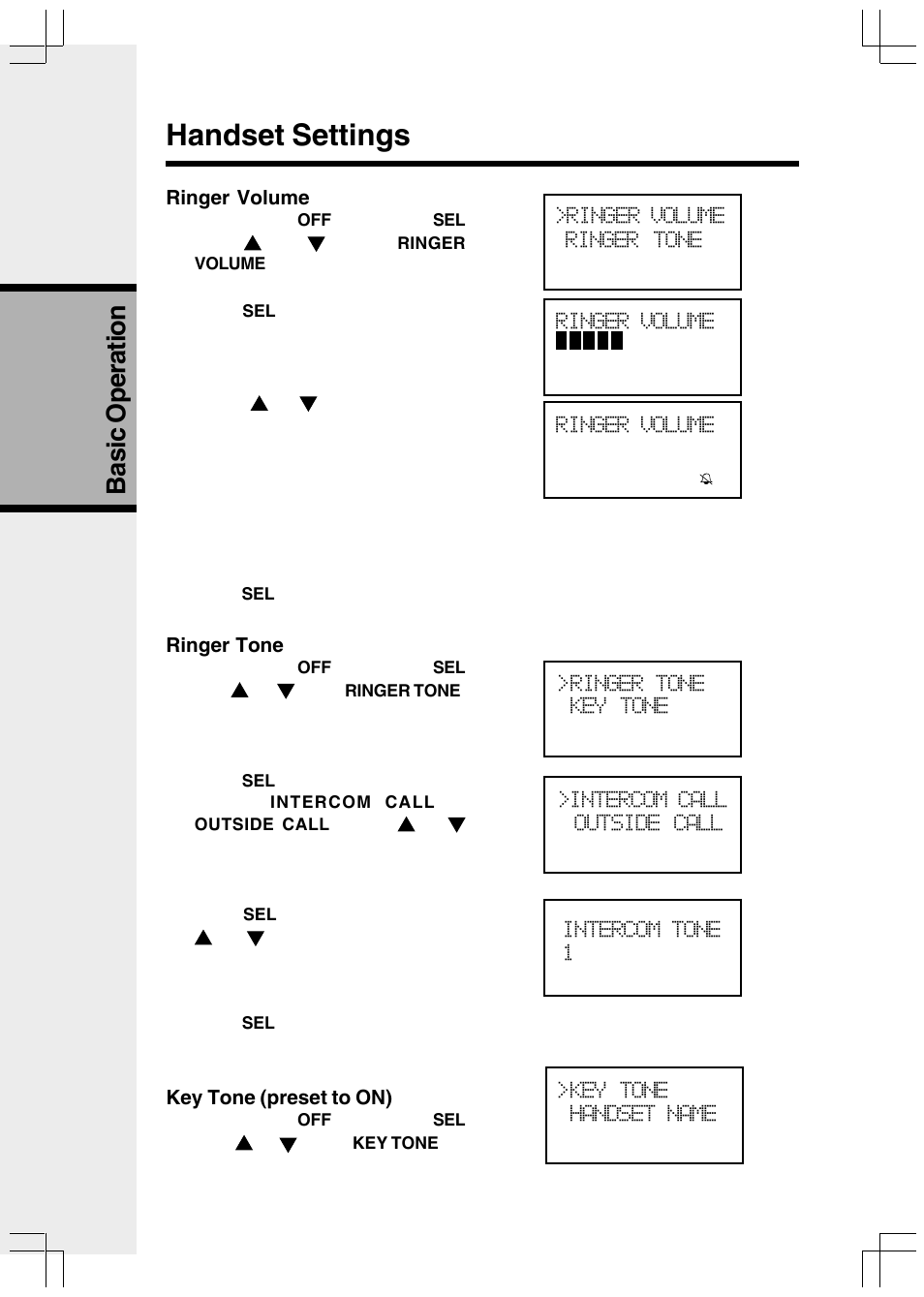 Handset settings, Basic operation | VTech VT2650 User Manual | Page 20 / 38