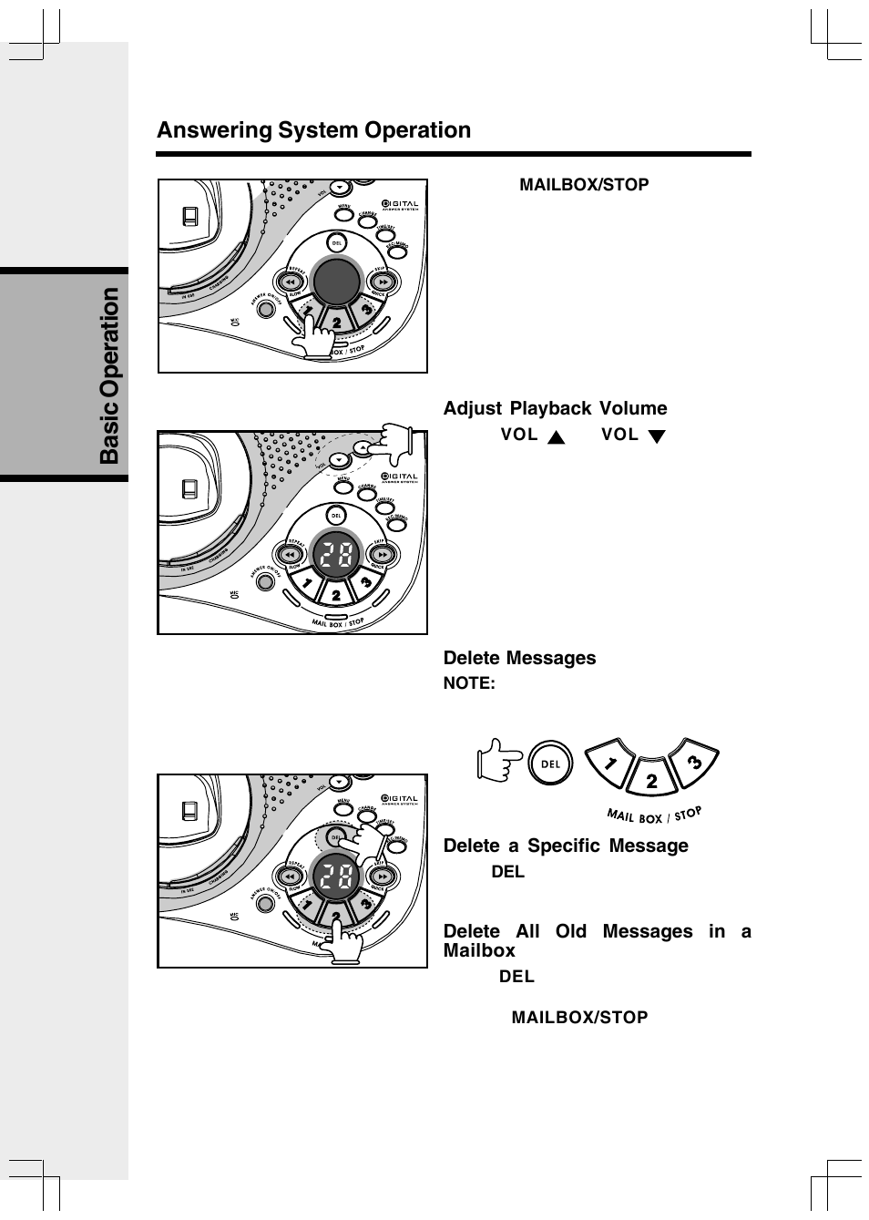 Basic operation, Answering system operation | VTech VT2650 User Manual | Page 28 / 38